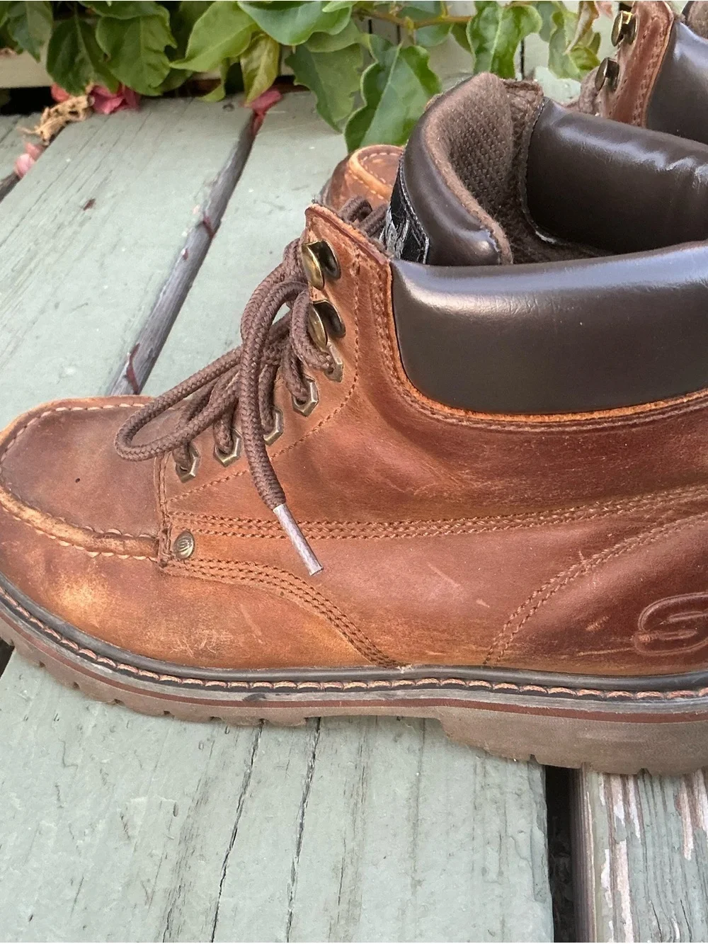 Skechers Waterproof Relaxed Fit Memory Foam Brown Men's Work Boots Leather Ankle